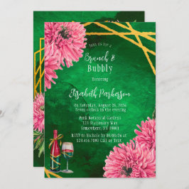 Rosa Chrysanthemums Geometric Brunch & Bubly Inbjudningar