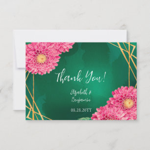 Rosa Chrysanthemums Guld Geometric Bröllop Tack Kort