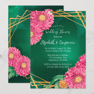 Rosa Chrysanthemums Guld Geometric Möhippa Inbjudningar