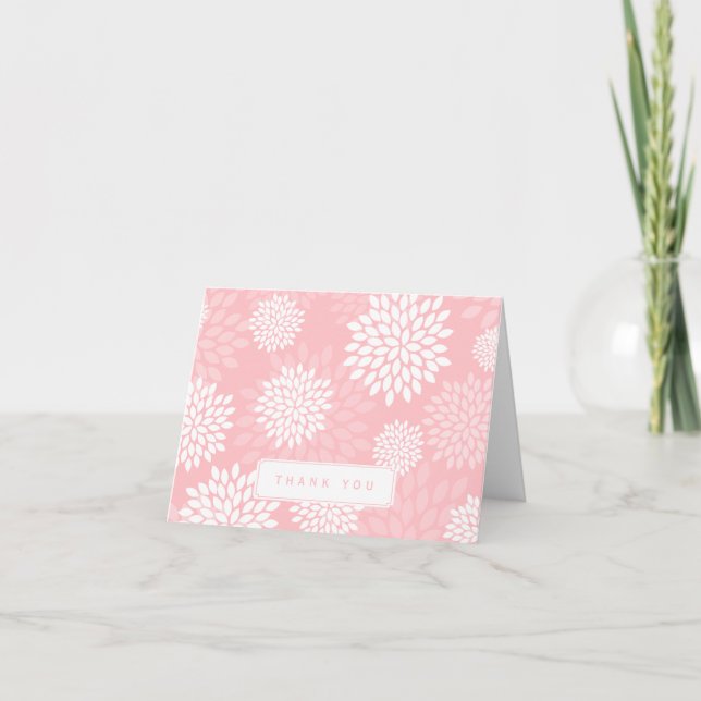 Rosa Chrysanthemumsblommönster Tack Kort (Framsida)