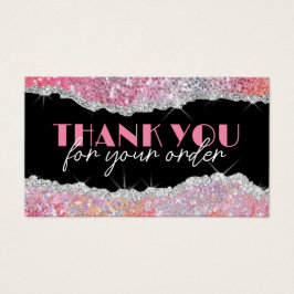 Rosa chunky glitter rabattkort visitkort