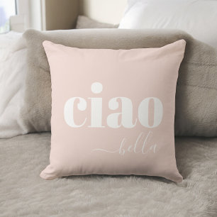 Rosa Ciao Bella Hej Vacker modern typografi Kudde