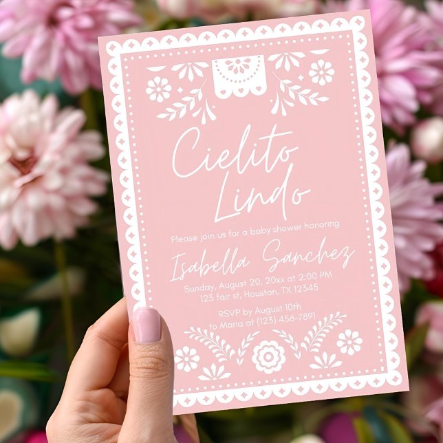  rosa Cielito lindo-inbjudan till babydusch Inbjudningar (Skapare uppladdad)