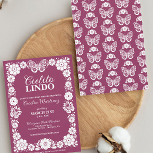 Rosa Cielito Lindo Mexican Girl Baby Shower Inbjudningar