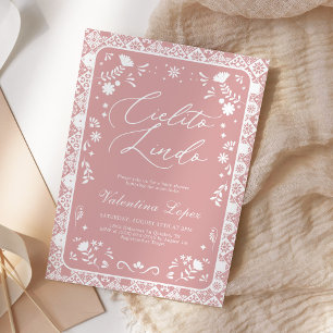 Rosa Cielito Lindo Talavera Baby Shower-fest Inbjudningar