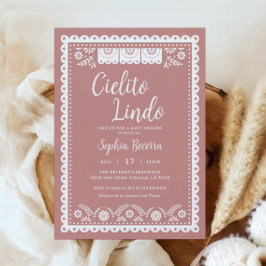 Rosa Cielito Lindo Talavera Baby Shower Inbjudningar