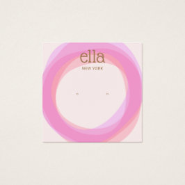 Rosa Circles Stud Earring Visning Card Square Fyrkantigt Visitkort