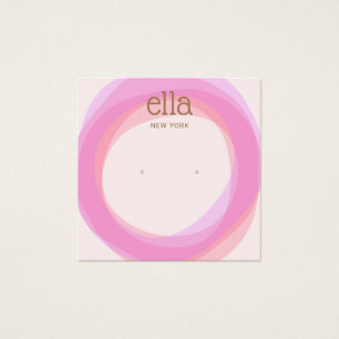 Rosa Circles Stud Earring Visning Card Square Fyrkantigt Visitkort