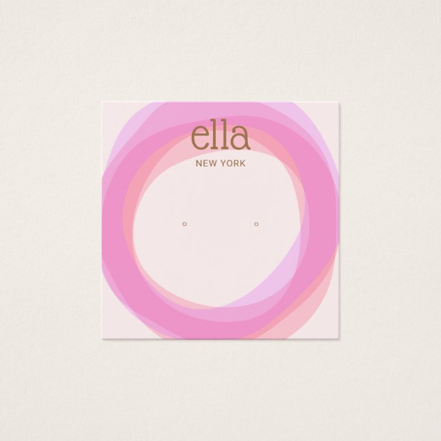 Rosa Circles Stud Earring Visning Card Square Fyrkantigt Visitkort (Framsida)
