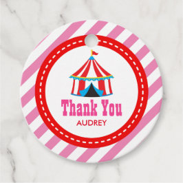 Rosa Circus Carnival Birthday Baby Shower Gåvor Etiketter