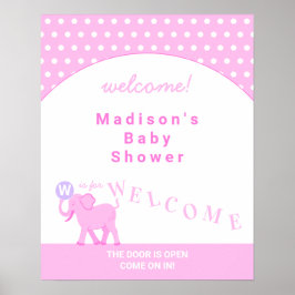 Rosa Circus Cute Elephant Baby Shower Välkommen Poster