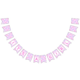 Rosa Circus Cute Mönster Flicka Baby Shower Vimplar