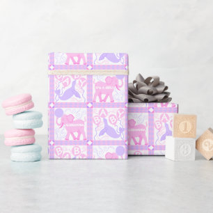 Rosa Circus Personligen Baby Shower Mönster Presentpapper