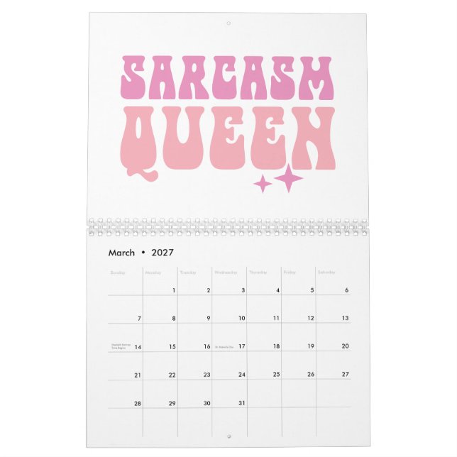 Rosa citattecken för en ung flicka kalender (Mar 2027)
