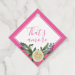 Rosa Citron Citrus Det är Amore Bröllopspresenttag Gåvor Etiketter