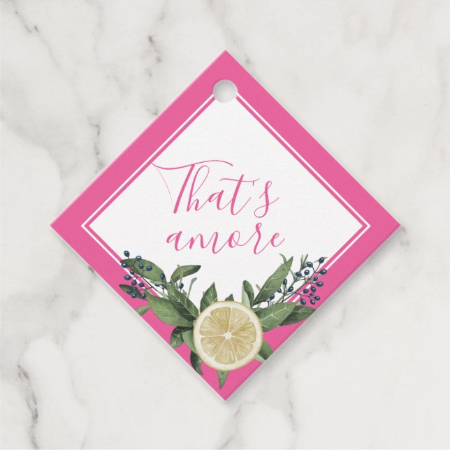 Rosa Citron Citrus Det är kärlek Bröllopspresent F Gåvor Etiketter (Framsida)