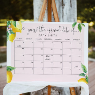 Rosa citron Gissa förfallodatum kalender Poster