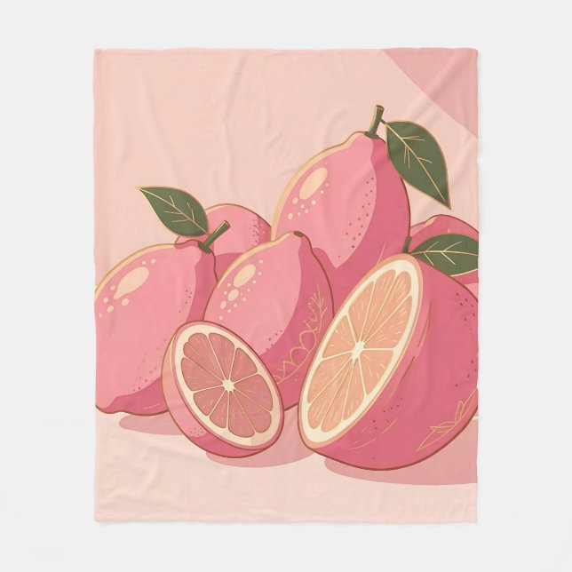 Rosa citron modern feminin citrus fleecefilt (Framsidan)