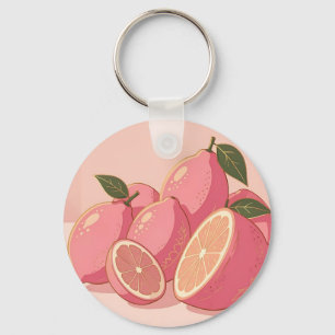 Rosa citron modern feminin citrus nyckelring