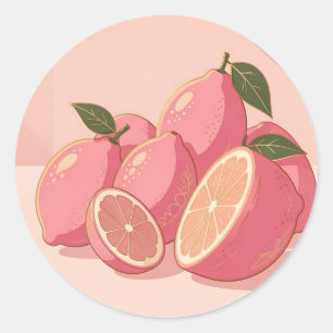 Rosa citron modern feminin citrus runt klistermärke