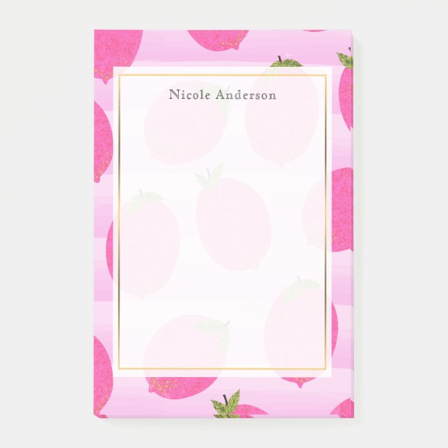 Rosa Citroner Lemonad Sommar Frukt  Rolig Ljus Post-it Block (Framsida)