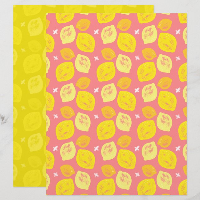Rosa citronskrappbokspapper (Fram/baksida)