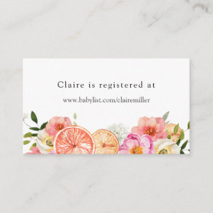 Rosa Citrus Blommor Baby Shower Presentregister Tilläggskort