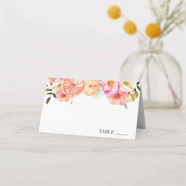 Rosa Citrus Blommor Namn Platskort Placeringskort (Framsida)