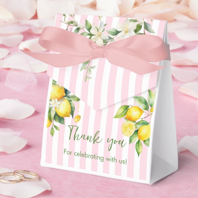 Rosa Citrus Citron Babyshower Tack Förmånslåda Presentaskar (Bröllop)