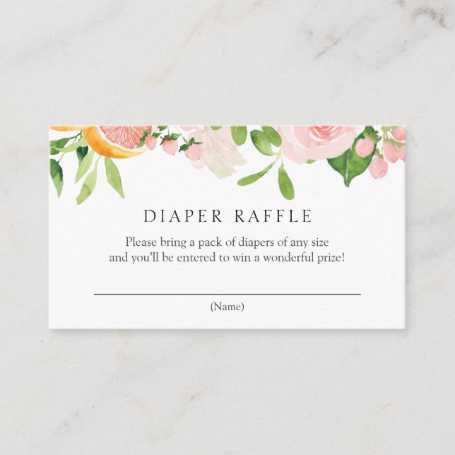Rosa Citrus Diaper Raffle-kuvert Tilläggskort (Framsida)