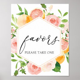 Rosa Citrus Favors-tecken Poster