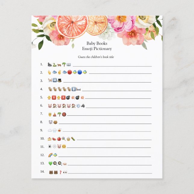 Rosa Citrus Flowers Baby Bokar Emoji Game (Framsida)