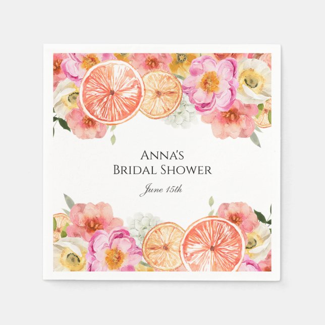 Rosa Citrus Flowers Pappersservett (Framsidan)