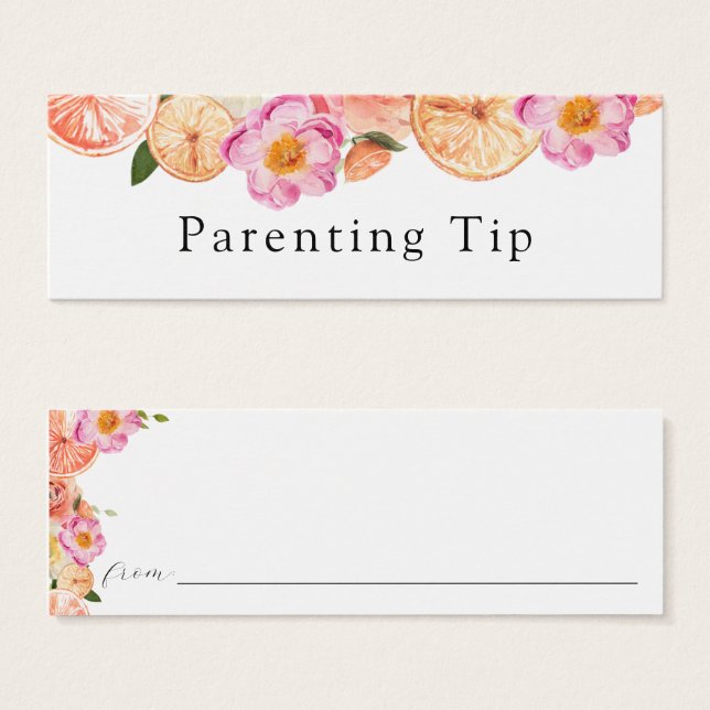 Rosa Citrus Flowers Parants Parp Card Litet Visitkort (Framsida & baksida)