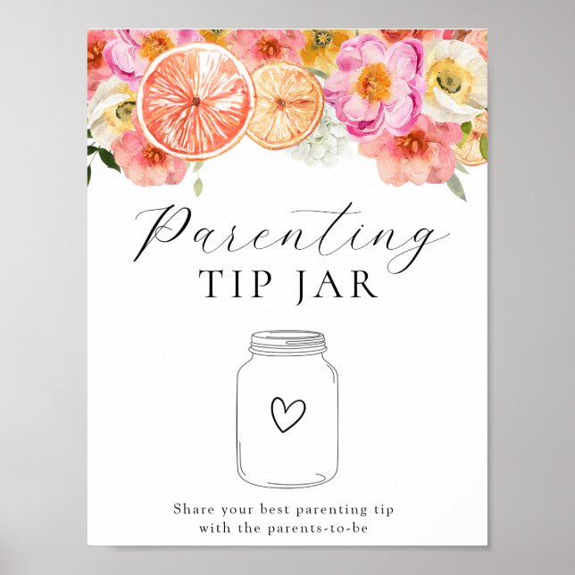 Rosa Citrus Flowers Parsing Tip Burk Poster (Framsidan)