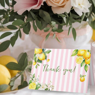 Rosa Citrus Lemons Baby Shower Tack för ditt kort