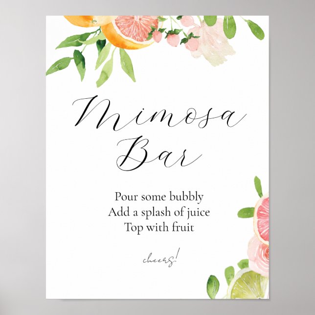 Rosa Citrus Mimosa Pub Sign Poster (Framsidan)