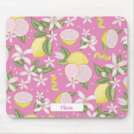 Rosa Citrus Mouse Pad med botaniska citrusfrukter Musmatta