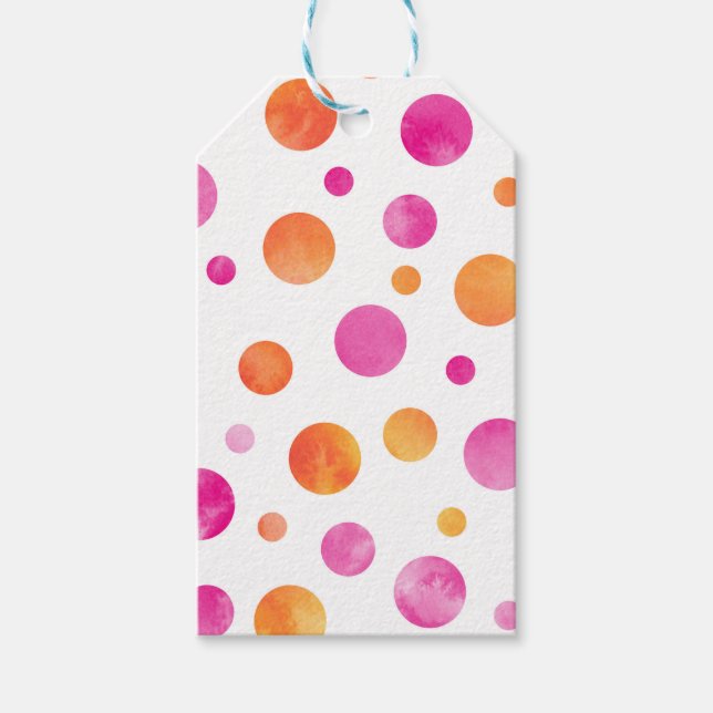 Rosa Citrus Watercolor Polka dots Presentetikett (Framsidan)