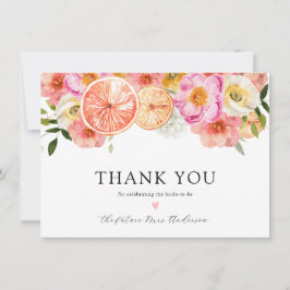 Rosa Citrusblommor Tack för Bröllopsfest Kort