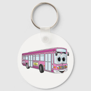 Rosa City Buss Tecknad Nyckelring