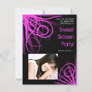 Rosa City Ljus Sweet sixteen-inbjudan Inbjudningar