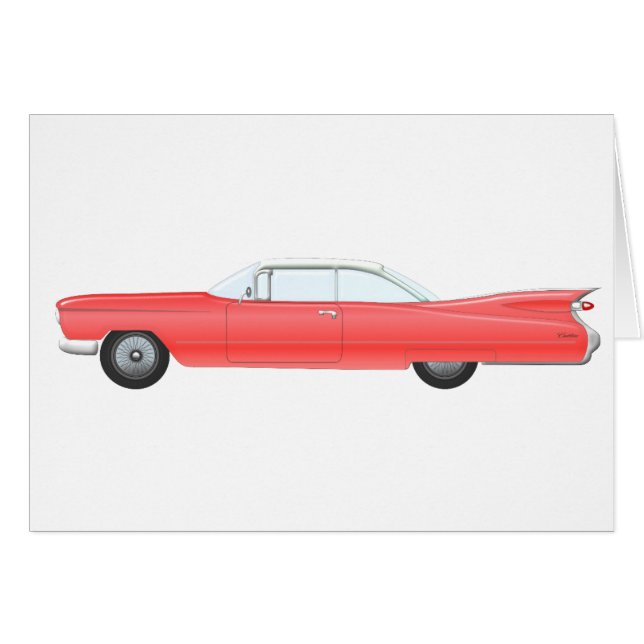 Rosa Classic Car Hälsningskort (Framsidan Horizontal)