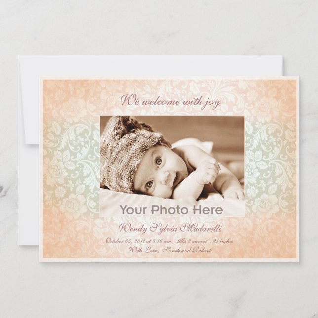 Rosa Classic flicka födelseattest Meddelande (Framsida)