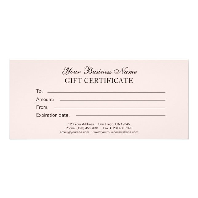  Rosa Classic Generic Plain Gift Certificate Reklamkort (Framsidan)