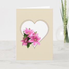 Rosa clematis blomma illustration hjärta beige kort