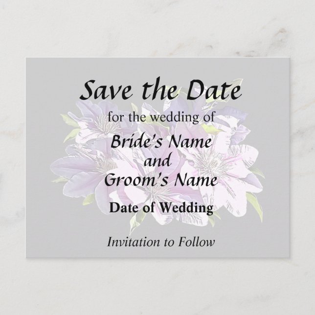 Rosa Clematis Meddelande Vykort (Framsida)