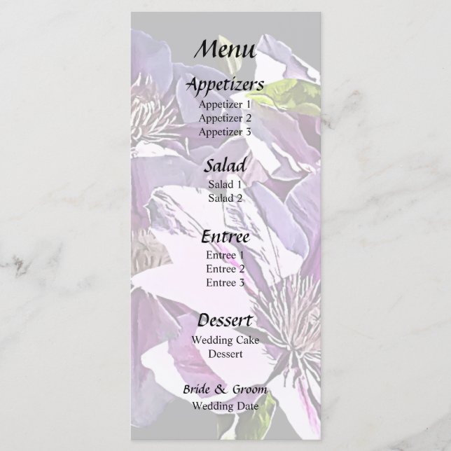 Rosa Clematis Menu Meny (Framsida)