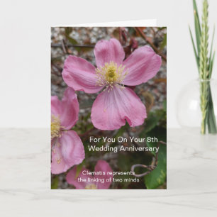 Rosa Clematis-Personligen 8:e Bröllop-årsdagen Kort