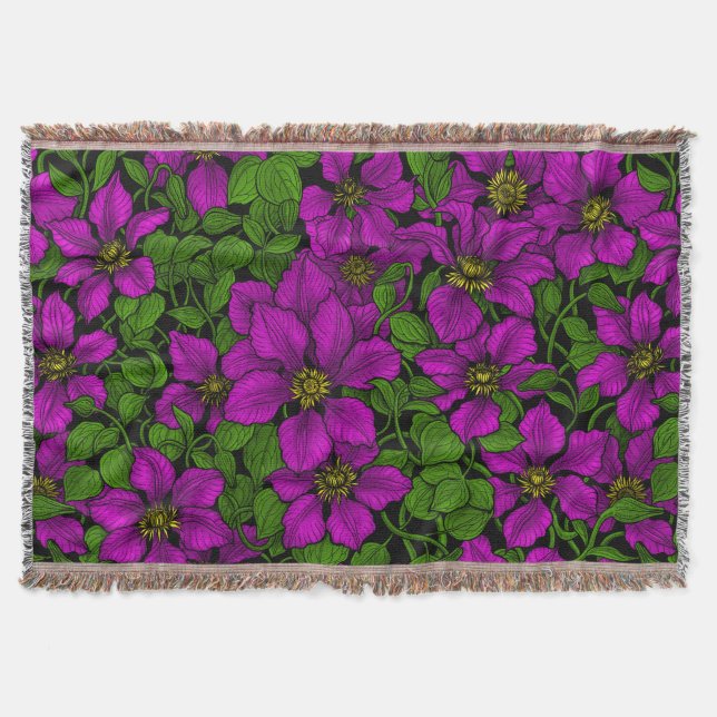 Rosa Clematis vine Filt (Framsidan)